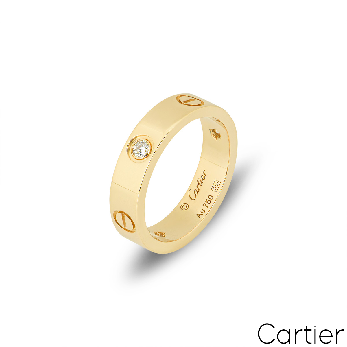 Cartier Yellow Gold Half Diamond Love Ring Size 51 B4032400